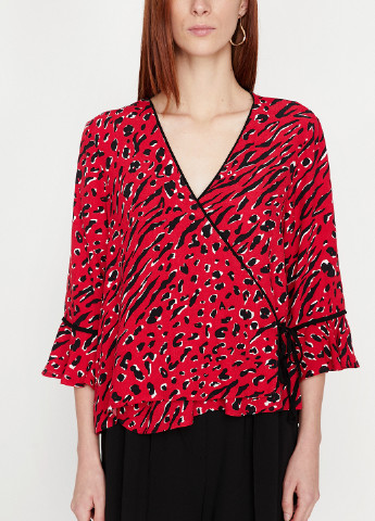 Темно-красная демисезонная блуза на запах KOTON