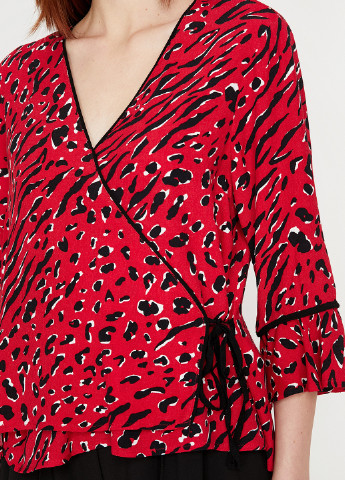 Темно-красная демисезонная блуза на запах KOTON