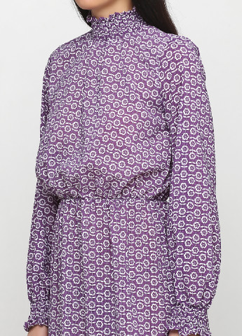 Сиреневое кэжуал платье а-силуэт ANVI с абстрактным узором