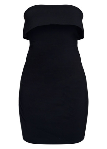 Черное коктейльное платье с открытыми плечами PrettyLittleThing однотонное