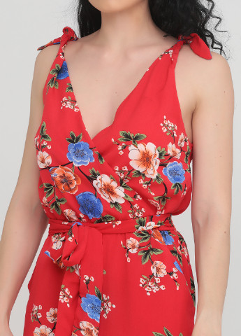 Комбінезон Blue Vanilla комбінезон-брюки квітковий червоний кежуал поліестер