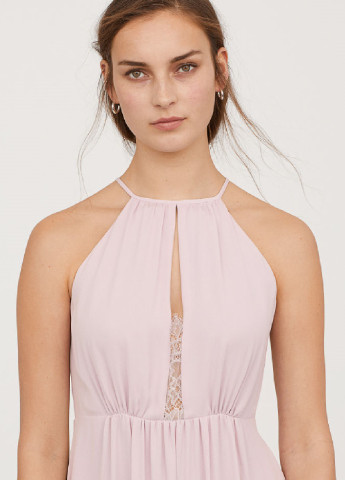 Розовое коктейльное короткое платье H&M однотонное