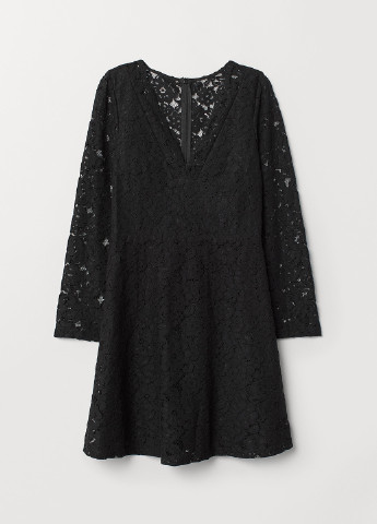 Черное коктейльное платье клеш H&M однотонное