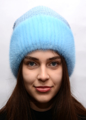 Женская зимняя норковая вязаная шапка с бубоном Меховой Стиль соты (221059863)