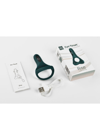 Двойное эрекционное кольцо Rise Turquoise, управление со смартфона Fun Town (255289757)