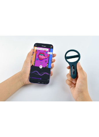 Двойное эрекционное кольцо Rise Turquoise, управление со смартфона Fun Town (255289757)