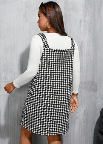 Летний женский сарафан SHEIN с узором пье-де-пуль «гусиная лапка»