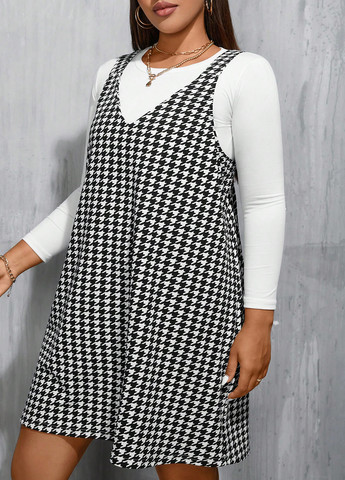 Летний женский сарафан SHEIN с узором пье-де-пуль «гусиная лапка»