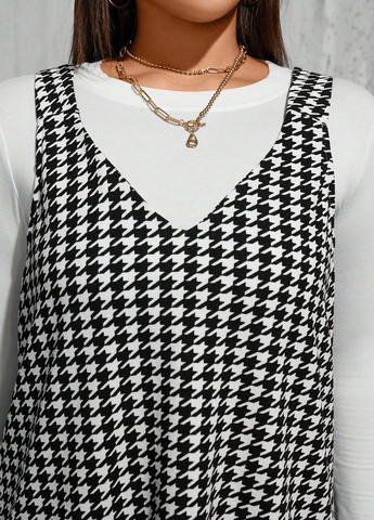 Летний женский сарафан SHEIN с узором пье-де-пуль «гусиная лапка»