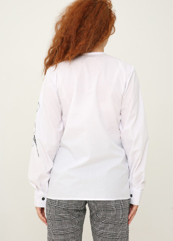 Біла демісезонна біла блуза з косою застібкою і вишивкою "орхідея" INNOE Блузка