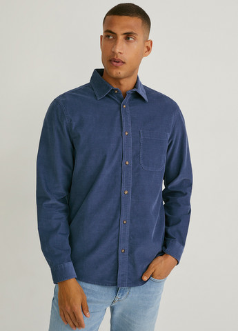 Темно-синяя джинсовая рубашка однотонная C&A