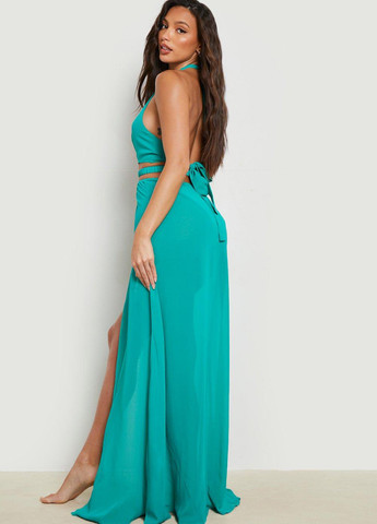 Бірюзова пляжна сукня з відкритою спиною Boohoo однотонна