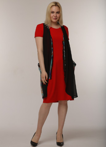 Червоний демісезонний комплект (плаття, накидка) Maxiline