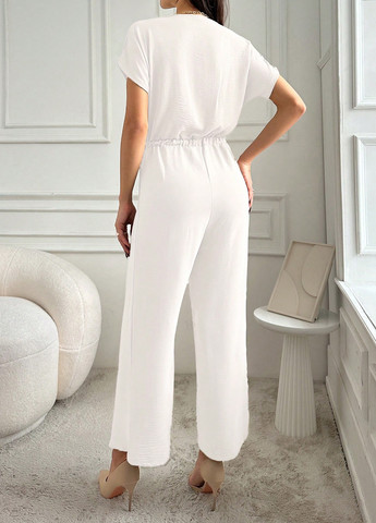 Комбінезон SHEIN комбінезон-брюки однотонний білий кежуал бавовна