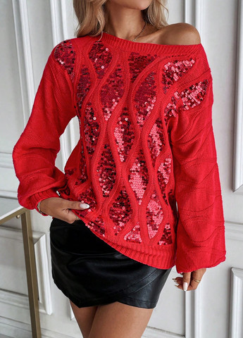 Красный зимний свитер SHEIN