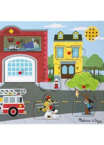 Развивающая игрушка Звуковой пазл "Пожарная часть" (MD10736) Melissa&Doug Звуковой пазл "Пожарная часть" (203961371)