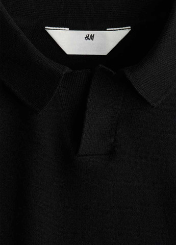 Черная детская футболка-поло для мальчика H&M однотонная