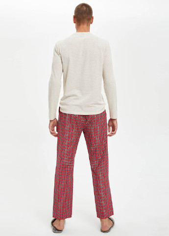 Комплект(футболка,брюки) DeFacto лонгслив + брюки комбинированная домашняя трикотаж, хлопок