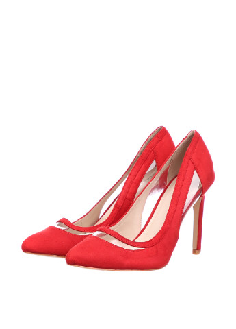 Красные женские кэжуал туфли силиконовая вставка на высоком каблуке - фото