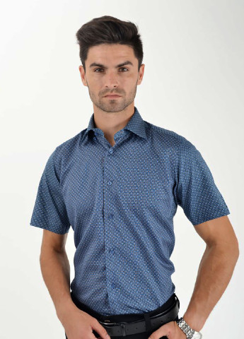 Темно-синяя кэжуал рубашка с рисунком Ager с коротким рукавом