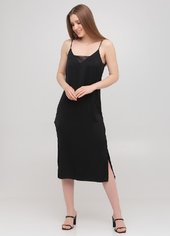 Черное кэжуал платье платье-комбинация Mango однотонное