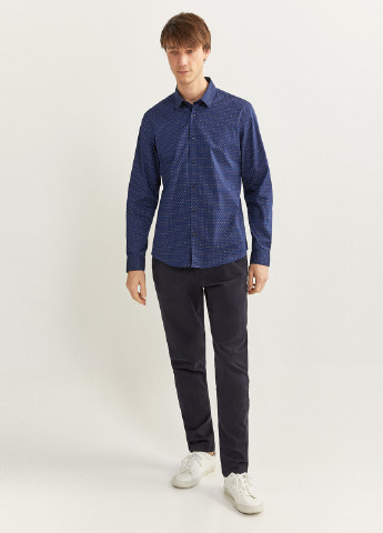 Темно-синяя кэжуал рубашка с геометрическим узором Springfield