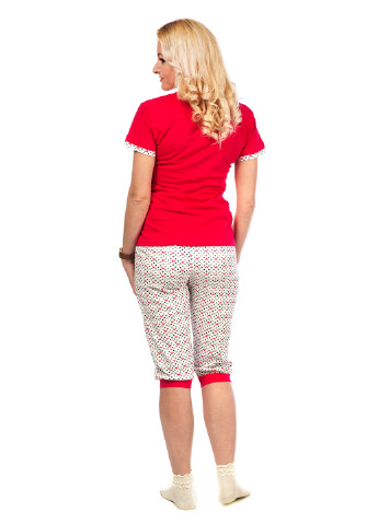 Красная всесезон пижама (футболка, капри) Fawn