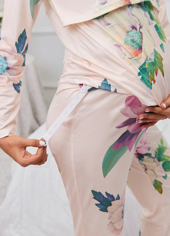 Молочная всесезон пижама для беременных и кормящих (лонгслив, брюки) лонгслив + брюки SHEIN