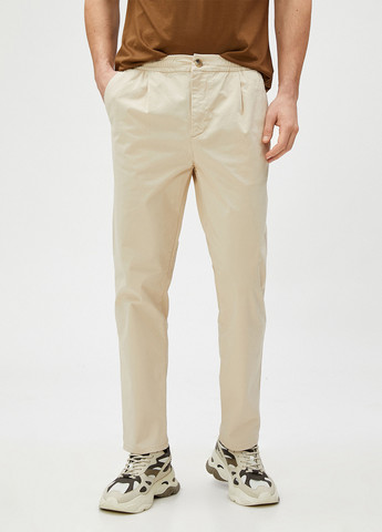 Светло-бежевые кэжуал демисезонные зауженные брюки KOTON