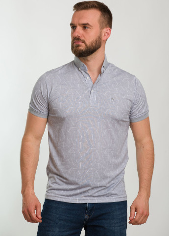 Серая футболка-поло для мужчин Trend Collection с абстрактным узором