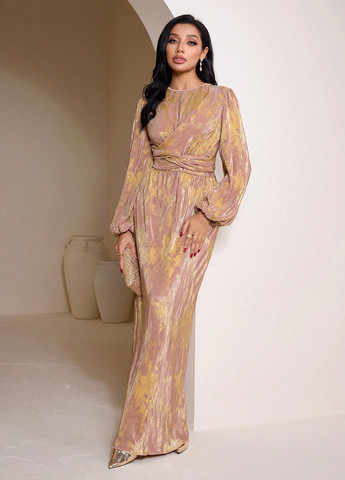 Розовое вечернее платье SHEIN тай-дай