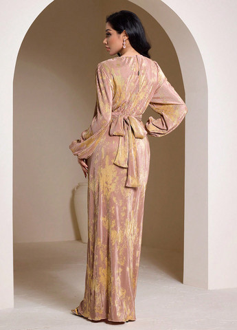 Розовое вечернее платье SHEIN тай-дай