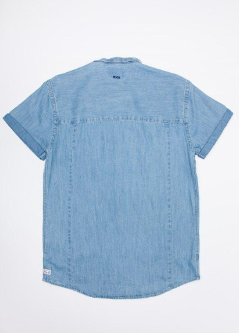 Синяя джинсовая рубашка однотонная Scotch&Soda с коротким рукавом