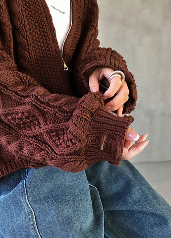 Коричневый демисезонный кардиган SHEIN