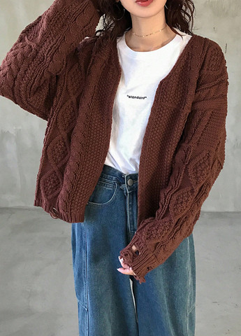 Коричневый демисезонный кардиган SHEIN