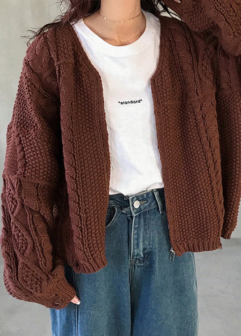 Коричневый демисезонный кардиган SHEIN