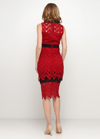 Красное коктейльное платье футляр KICHIC однотонное