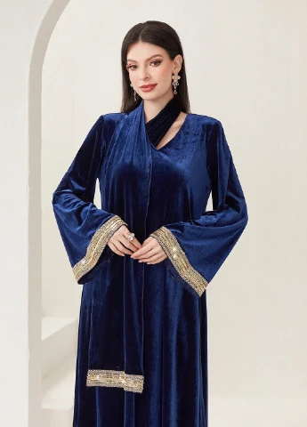 Темно-синее вечернее, праздничный платье а-силуэт SHEIN однотонное