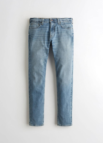 Синие демисезонные скинни джинсы Hollister