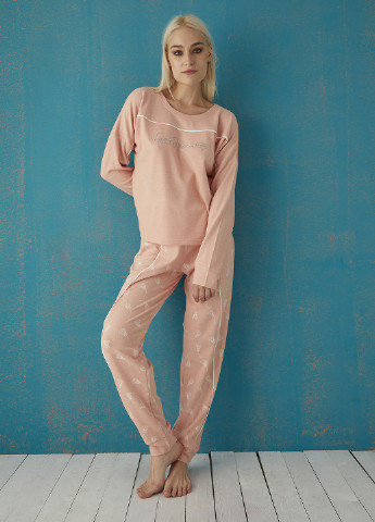 Пудровая всесезон пижама (лонгслив, брюки) лонгслив + брюки ECROU