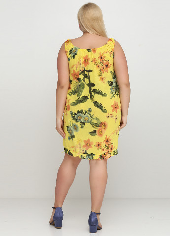 Желтое кэжуал платье Moda с цветочным принтом