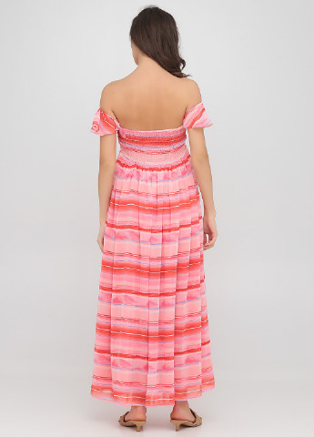 Розовое кэжуал платье с открытой спиной Only в полоску