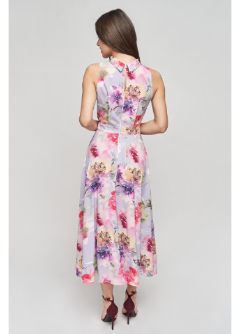 Комбинированное повседневный платье стефани клеш, с пышной юбкой, с открытыми плечами BYURSE с цветочным принтом