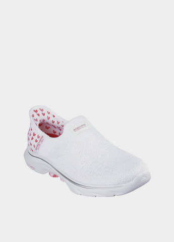 Белые слипоны Skechers сердечки