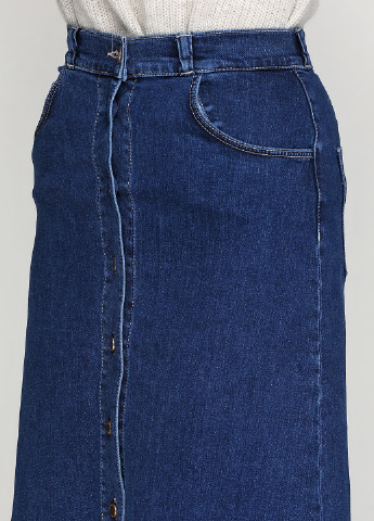 Синяя джинсовая однотонная юбка Massimo Dutti с высокой талией