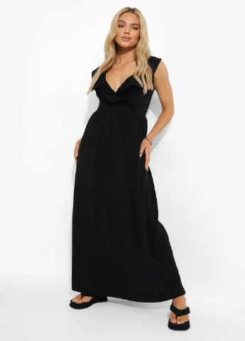 Черное кэжуал платье Boohoo однотонное