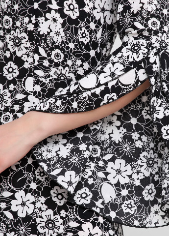Черно-белое кэжуал платье а-силуэт Kontatto с цветочным принтом