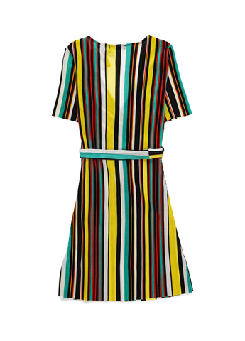 Комбинированное кэжуал платье плиссированное Even & Odd в полоску