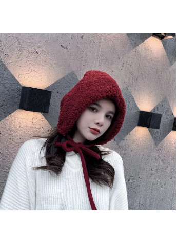 Жіноча шапка-капюшон на зав'язках Бордовий Brend шапка (252604327)