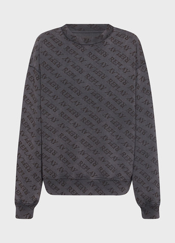 Чорний світшот Replay напис без декору (315010186)